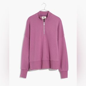 Madewell MWL Airyterry Half-Zip Tunic Sweatshirt Hthr Warm Violet